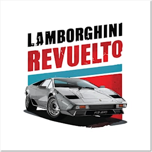 Lamborghini Revuelto Vintage Car Posters and Art